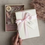 Natural Dried Flowers Bespoke Ivory & Blush Pink Velvet Wedding Box Invitation