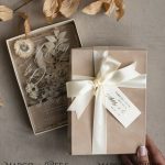 Natural Dried Flowers Bespoke Beige Velvet Wedding Box Invitation