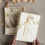 Natural Dried Flowers Bespoke Ivory Velvet Wedding Box Invitation