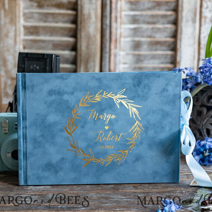 Luxury Instax velvet Wedding GuestBook Gold, Large Instant Wedding Guest Book, Polaroid velvet Guestbook