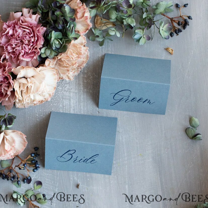 Dusty Blue Place Card, Elegant Wedding Place Cards, Minimalistic Name Tags, Luxury Seating Table Decor, Boho Table Place Cards, Simple Aesthetic Name Cards