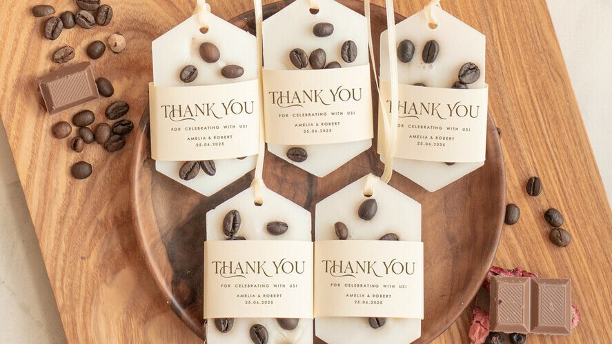 Thank You Favor gift Soy Scented wax Tablet favours with coffee seeds, Boho wedding air Freshener, Scented thank you Decoration, Baby shower favor gift, wedding favors idea
