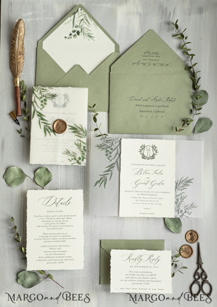 Introducing the Blair collection for the modern, romantic bride. “Through collaboration with Margo and Bees, we designed the Blair Collection, a timeless suite for the modern, romantic bride. Featuring deckled edges, watercolor vellum, and custom wax seals, this suite is sure to establish the ambience for what’s to come on your big day.” -Blair Fowler
