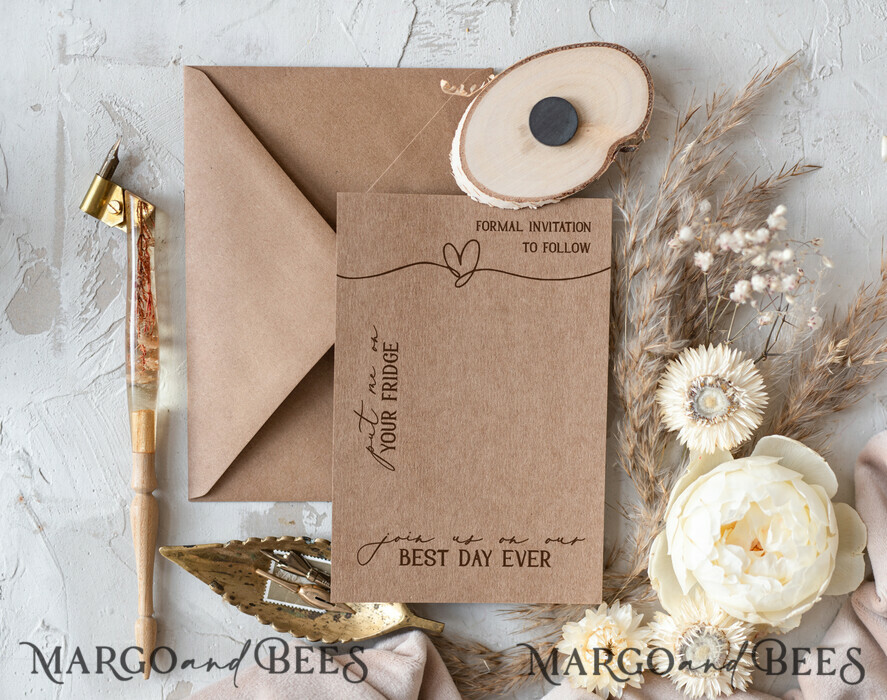 Wedding Save The Date Card and wooden slice Magnet, craft Save Our Date wood slice Magnets, Boho save our dates Cards wooden Magnets Cards, boho wedding