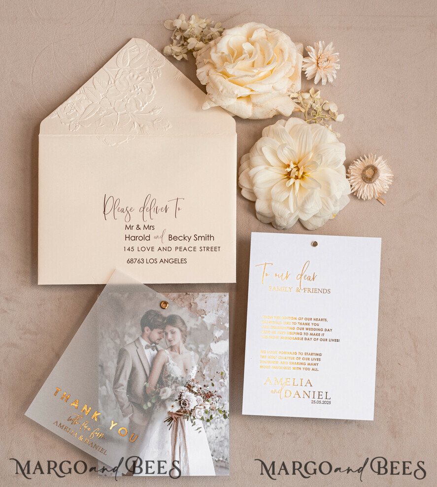 Elegant Wedding Thank You Cards: Vellum, Velvet, and Minimalist Designs