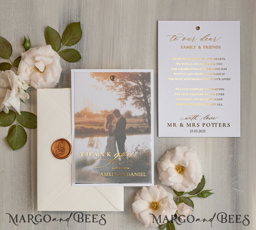 Printed Vellum Wedding Photo Thank You Cards: A Modern and Minimalist Touch