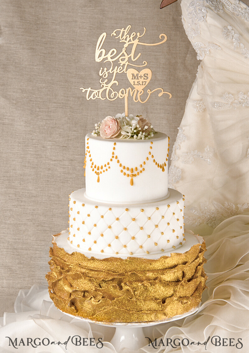 Cake topper, elegant cake topper, gold cake topper