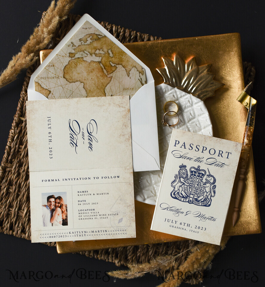 Personalised Passport Save the Date Card, Travel Wedding Save The Dates , Wedding Destination Save The Date Cards