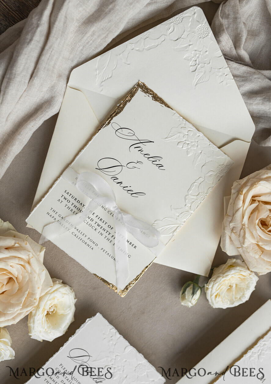 Fine Art & Boho Debossed Wedding Invitations: A Blend of Elegance and Charm