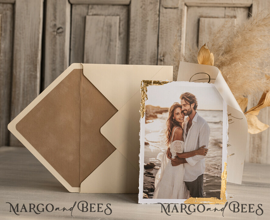 Save the Date Cards with Photo, Vellum Golden Save Our Dates with Photo