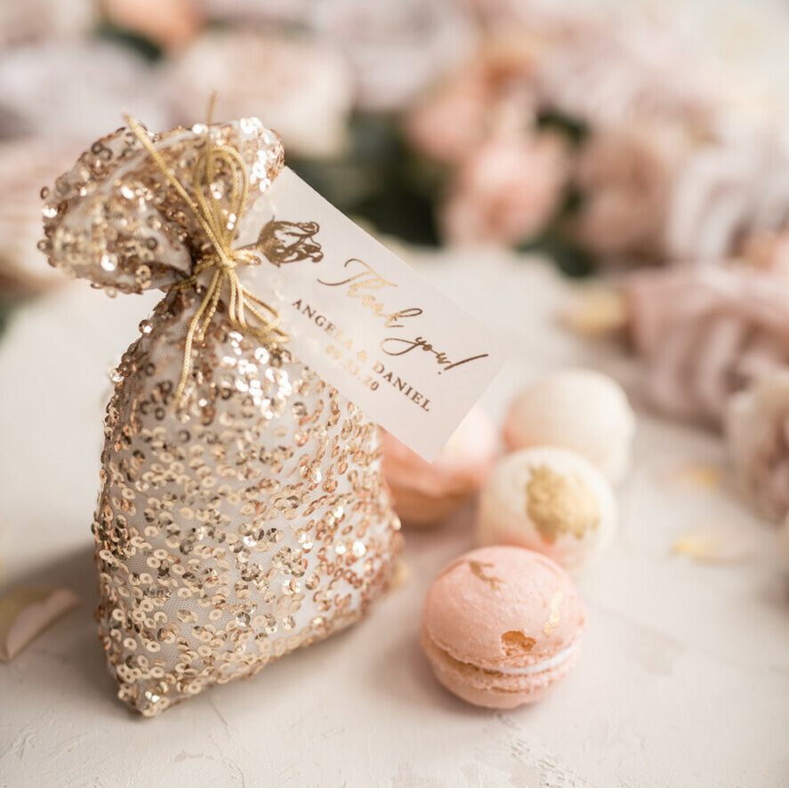 Wedding Thank You favors, Glamour Rose Gold Bag