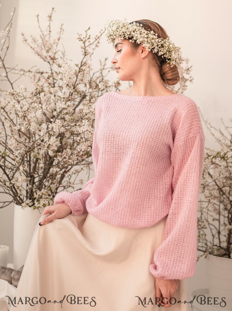 Pink Wedding bolero long sleeve Shrug Women Wedding, Bridal Sweater Cover, Jacket for Bride, Bridal Blouse Bridal Shrug