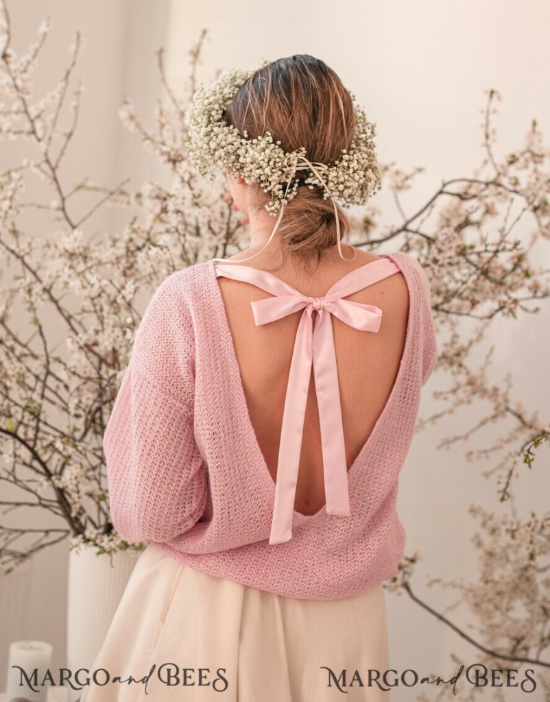 Pink Wedding bolero long sleeve Shrug Women Wedding, Bridal Sweater Cover, Jacket for Bride, Bridal Blouse Bridal Shrug