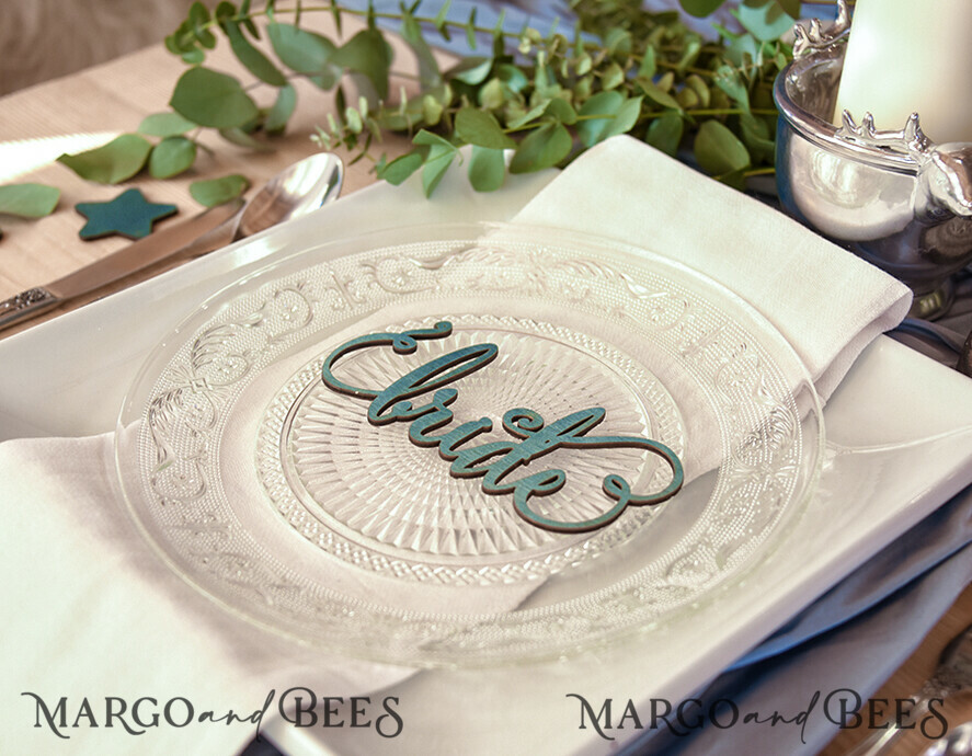 Custom Wedding 3D Wooden Place Cards, Rustic Name Wooden Escort Cards, Boho Laser Cut Name Cards, Dusty Blue Laser Cut Guest Names Wedding Cards, Editable Text