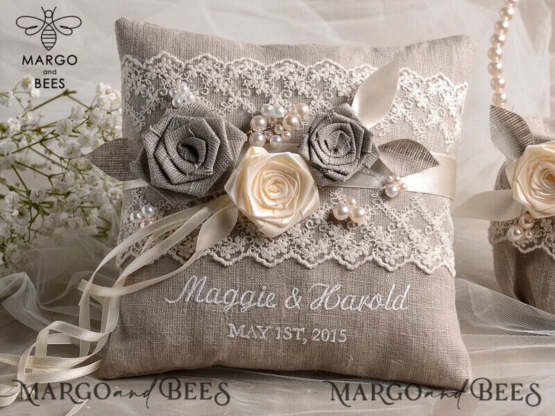 Pillow • Personalized Wedding Ring Box and Pillow Set-0
