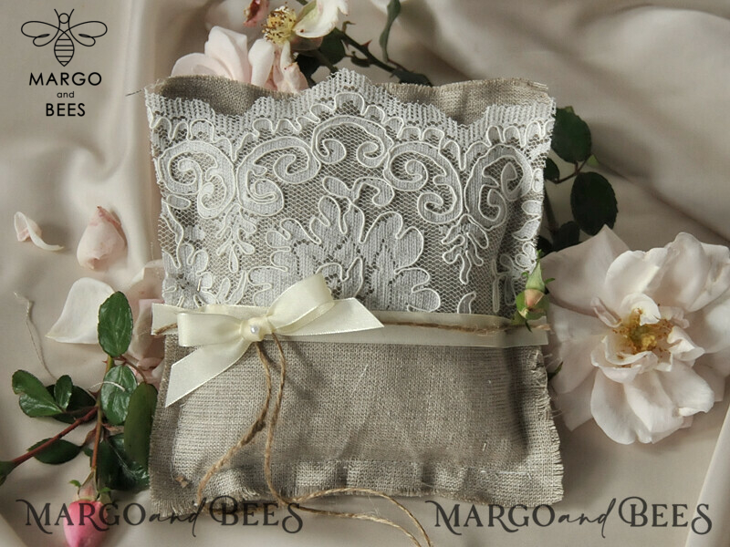 Personalized Vintage Lace Wedding Ring Box and Embroidered Ring Bearer Pillow for a Boho Wedding-0