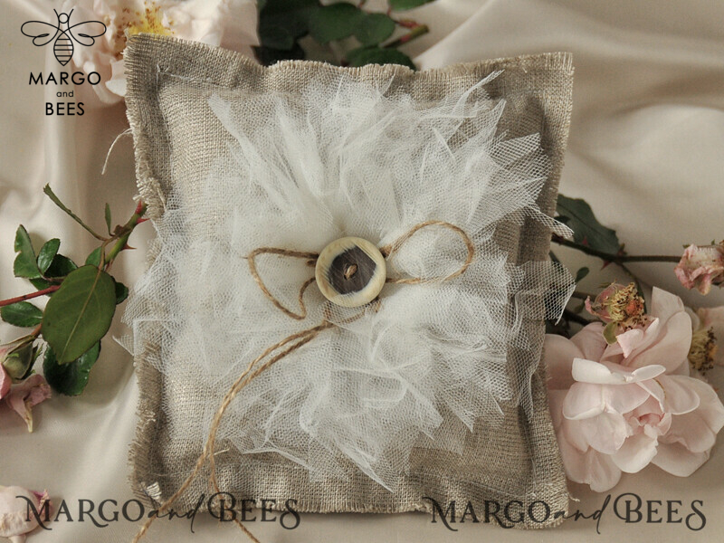 Box • Personalized Ring Box for Wedding Bands • Handmade Lace Wedding Ring Pillow • Rustic Ring Bearer Pillow • Custom Linen Ring Bearer Box-1