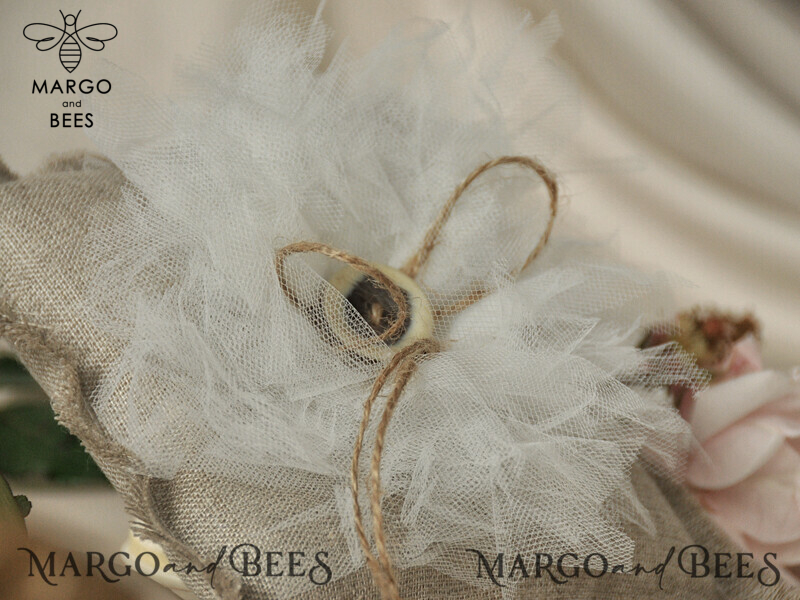 Box • Personalized Ring Box for Wedding Bands • Handmade Lace Wedding Ring Pillow • Rustic Ring Bearer Pillow • Custom Linen Ring Bearer Box-4