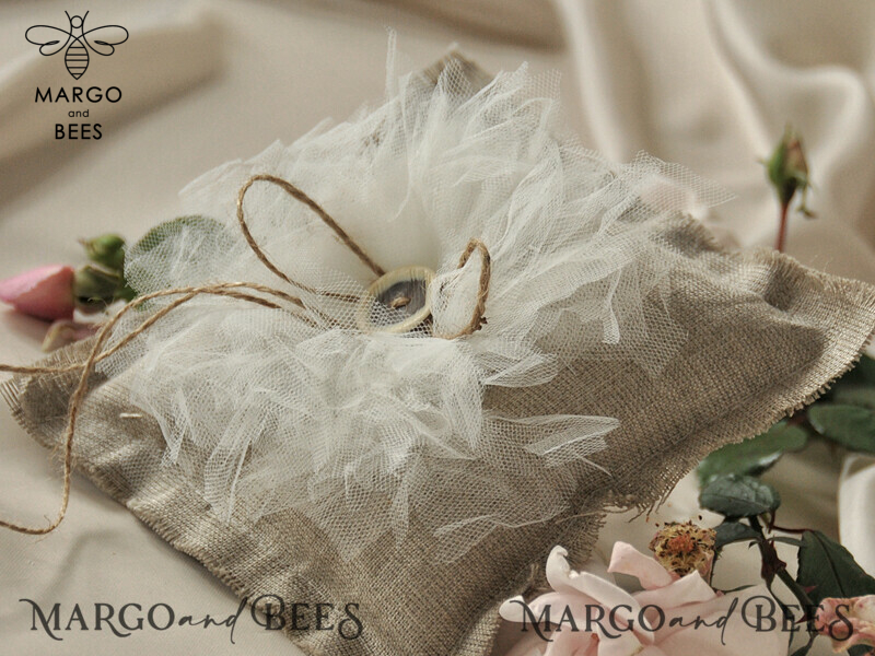 Box • Personalized Ring Box for Wedding Bands • Handmade Lace Wedding Ring Pillow • Rustic Ring Bearer Pillow • Custom Linen Ring Bearer Box-5