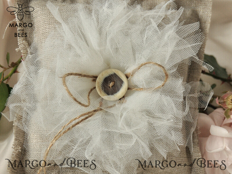 Box • Personalized Ring Box for Wedding Bands • Handmade Lace Wedding Ring Pillow • Rustic Ring Bearer Pillow • Custom Linen Ring Bearer Box-0