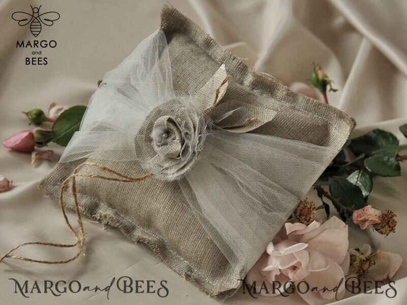 Pillow • Personalized Ring Box for Vintage Boho Wedding Ceremony-1