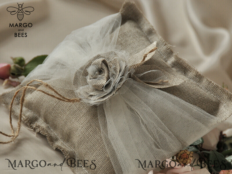 Pillow • Personalized Ring Box for Vintage Boho Wedding Ceremony-2