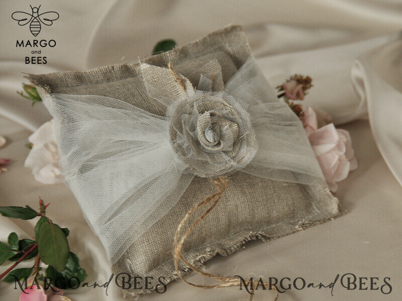 Pillow • Personalized Ring Box for Vintage Boho Wedding Ceremony-4
