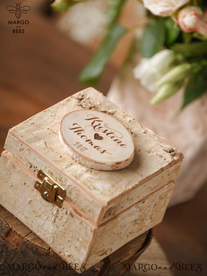 Personalized Wood Wedding Ring Box with Real Flowers in Resin - A Rustic and Luxurious Touch for your Wedding Bands-3