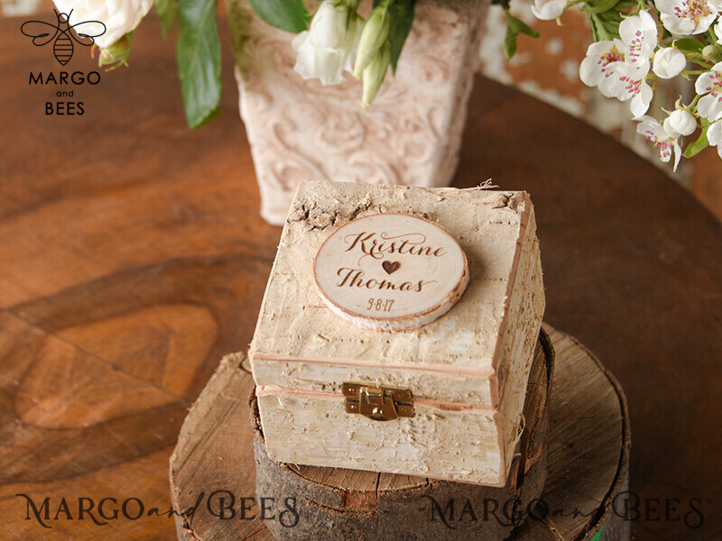 Personalized Wood Wedding Ring Box with Real Flowers in Resin - A Rustic and Luxurious Touch for your Wedding Bands-0