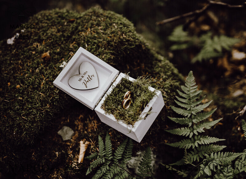 wedding White  Ring Box , Rustic wooden wedding ring box  • rustic ring bearer box • real flowers in resin luxury ring box-1