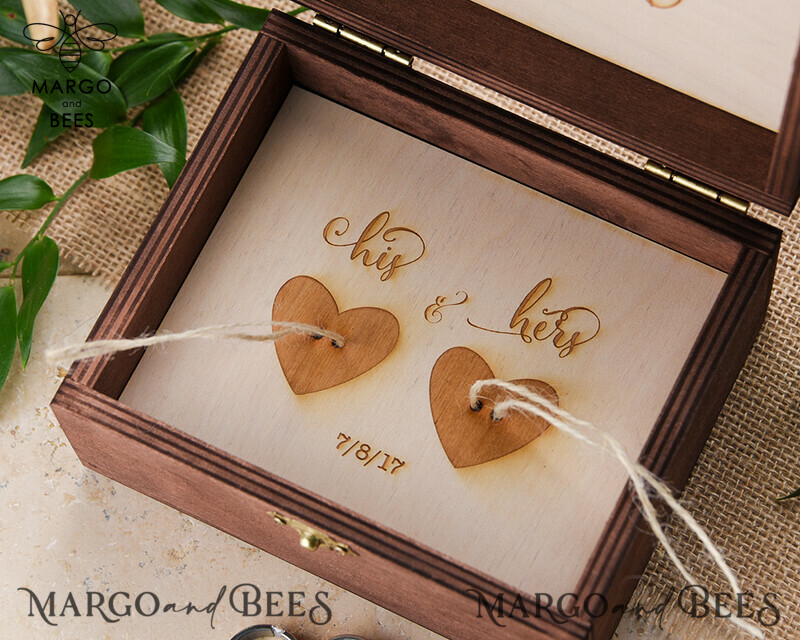 Introducing Our Exquisite Personalised Wedding Box: Handmade His and Hers Ring Box with Real Flowers, Crafted from Wood-0