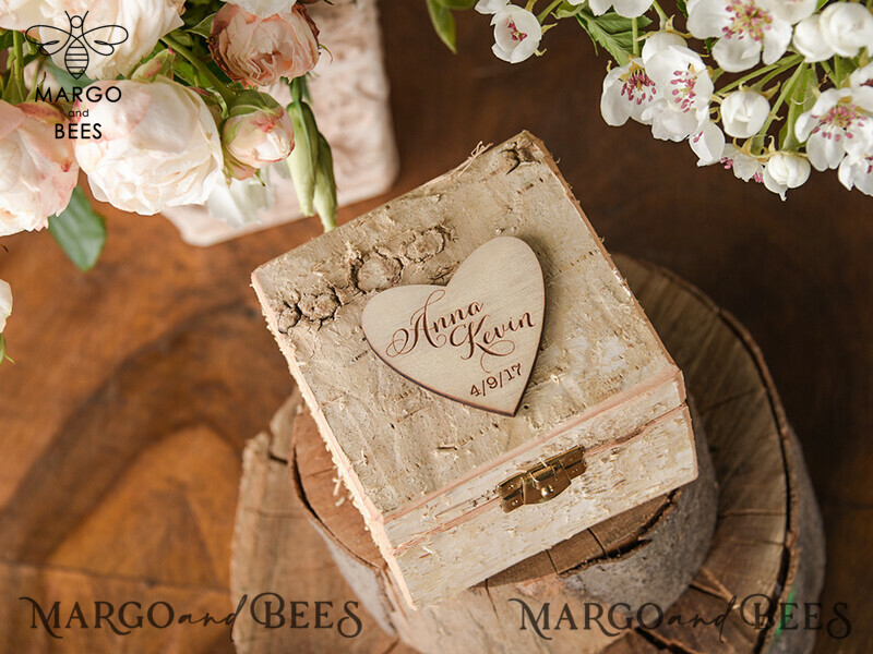 Personalised Handmade Wedding Ring Box: Real Flowers, Wood Luxury - His and Hers-2