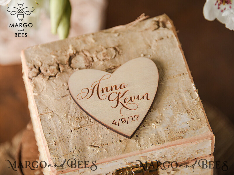Handmade wedding ring box • Real Flowers ring bearer box • wood luxury ring box-3