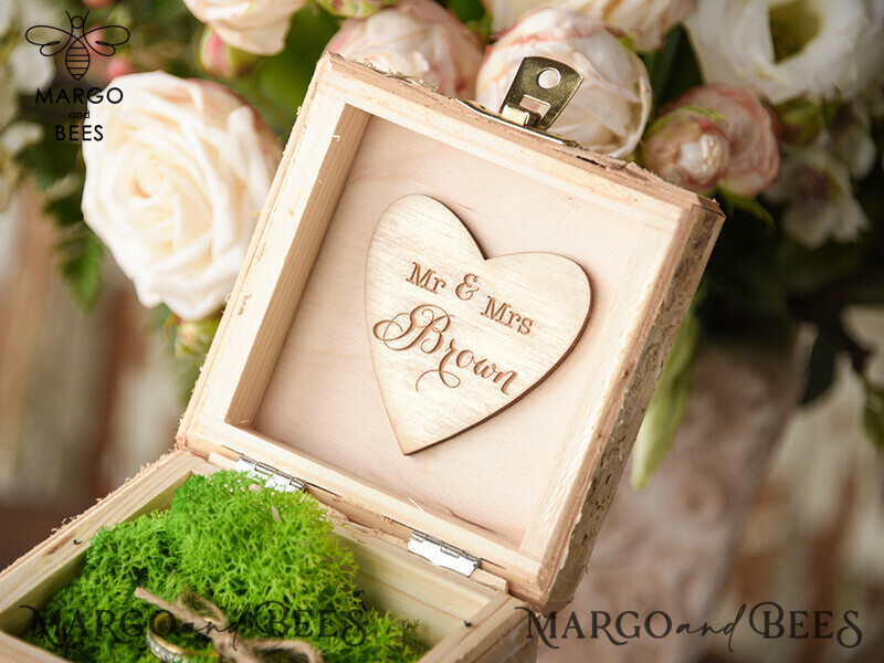 Personalised Handmade Wedding Ring Box: Real Flowers, Wood Luxury - His and Hers-5