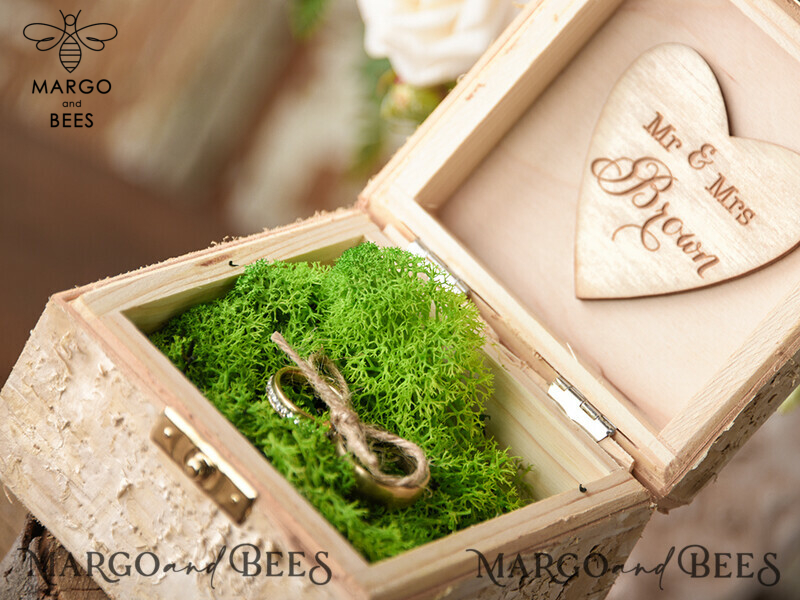 Personalised Handmade Wedding Ring Box: Real Flowers, Wood Luxury - His and Hers-6