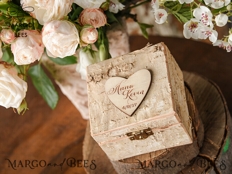 Personalised Handmade Wedding Ring Box: Real Flowers, Wood Luxury - His and Hers-0