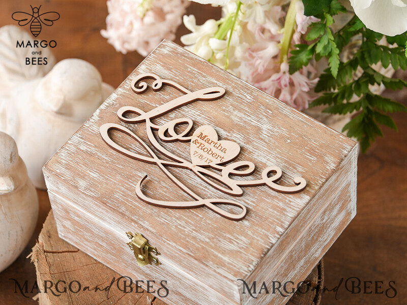rustic glam wedding ring box  • handmade ring bearer box • velvet luxury ring box-4