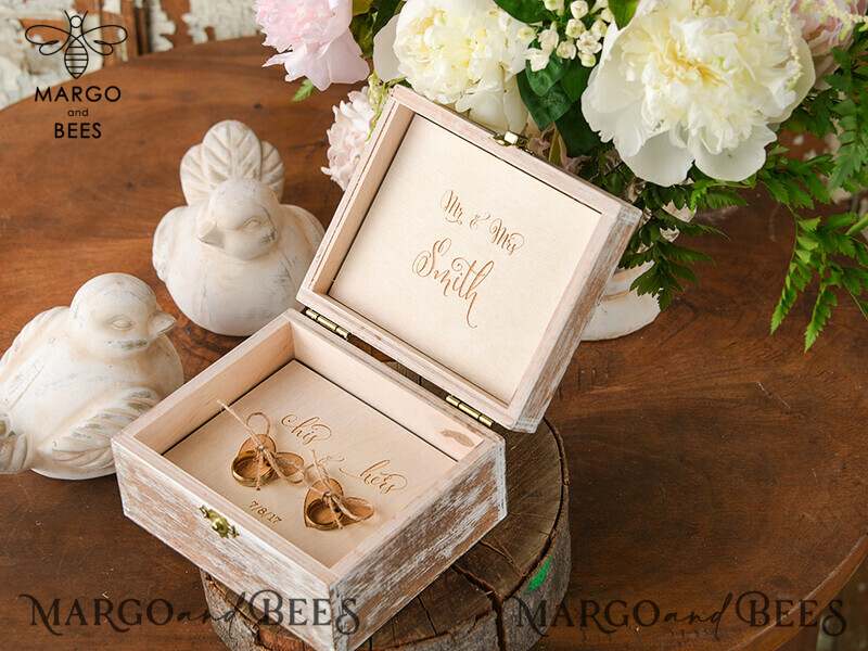 Handmade Rustic Glam Wedding Ring Box: Custom Velvet Luxury Ring Bearer Box for Ceremony-8