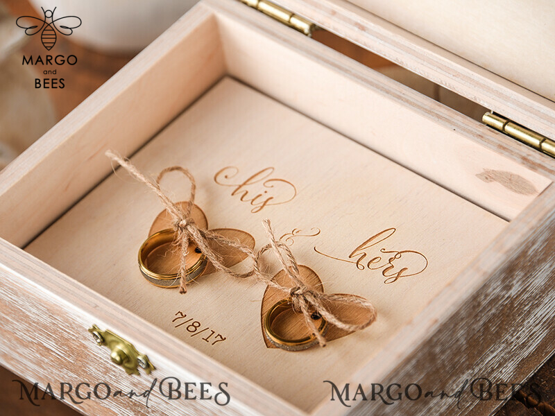 Handmade Rustic Glam Wedding Ring Box: Custom Velvet Luxury Ring Bearer Box for Ceremony-9