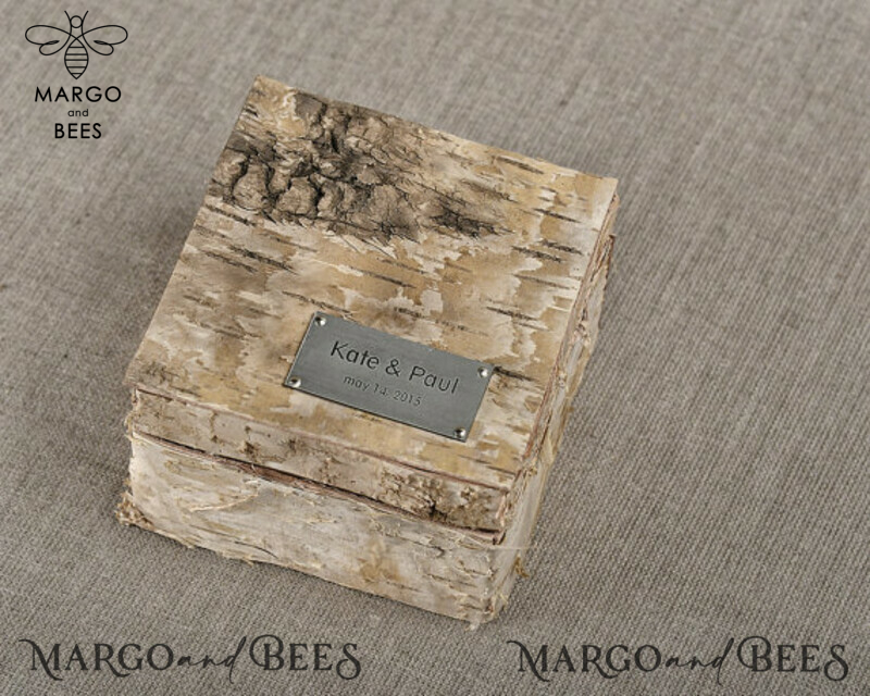 Personalized Wedding Ring Box: Handmade Rustic Glam Velvet Luxury Box for 2 or 3 Rings-2