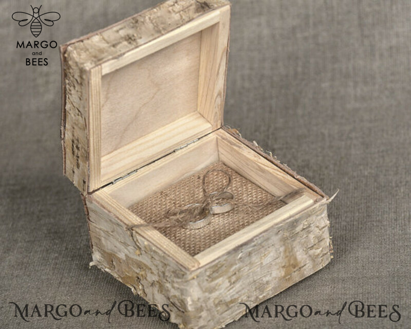 Personalized Wedding Ring Box: Handmade Rustic Glam Velvet Luxury Box for 2 or 3 Rings-3