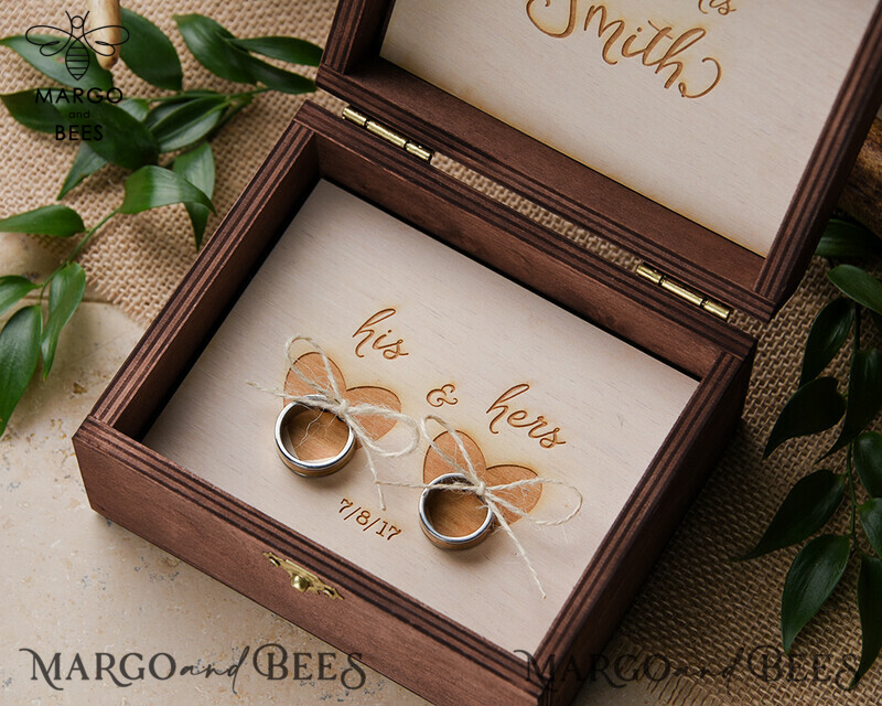 engraved wedding ring box  • personalised rustic ring box • real flowers in epoxy luxury ring box-4