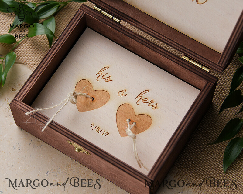 engraved wedding ring box  • personalised rustic ring box • real flowers in epoxy luxury ring box-5