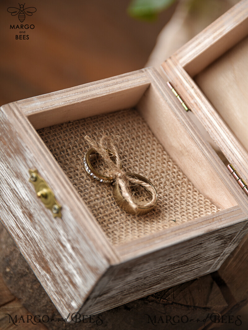 Handmade Rustic Glam Wedding Ring Box: Personalized, Velvet Luxury for Your Wedding Bands-5