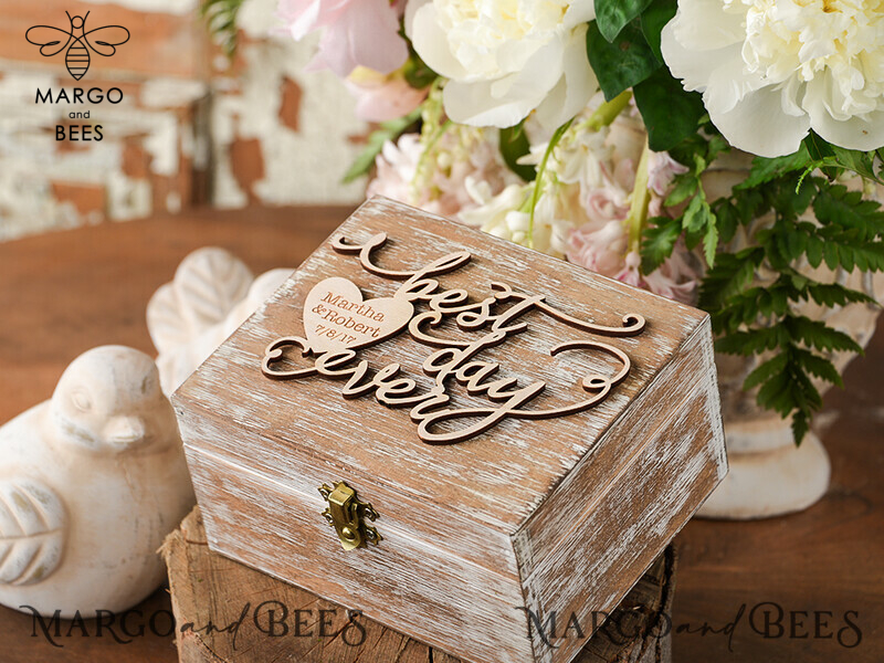 rustic glam wedding ring box  • handmade ring bearer box • velvet luxury ring box-1