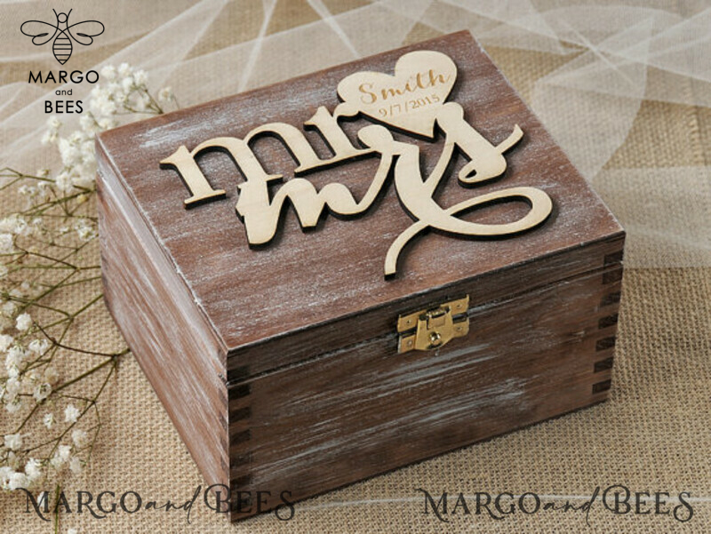 engraved wedding ring box  • personalised rustic ring box • real flowers in epoxy luxury ring box-1