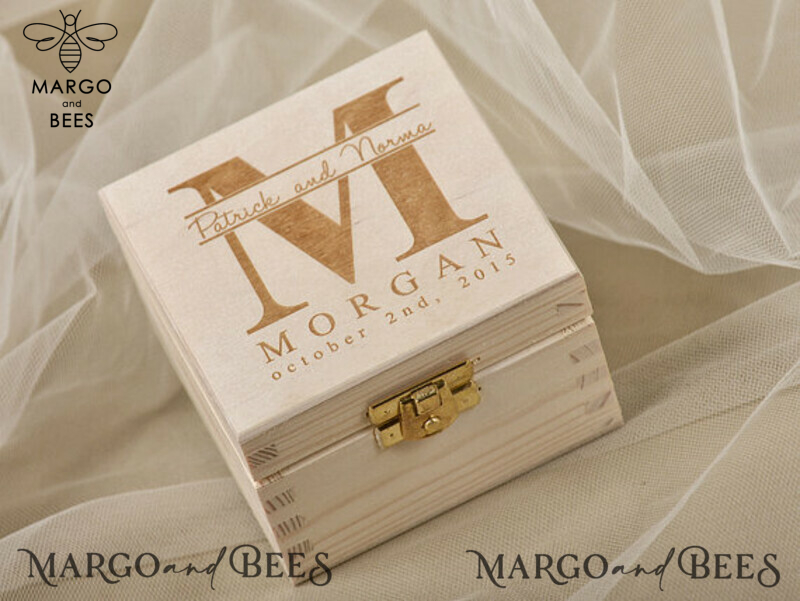 Handmade Rustic Glam Wedding Ring Box: Custom Velvet Luxury Ring Bearer Box for Ceremony-0