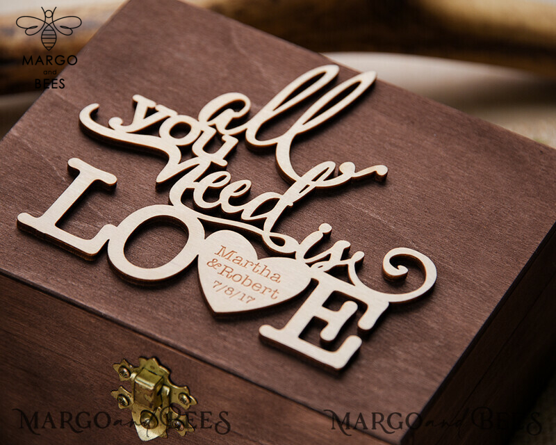 Personalised Rustic Wedding Ring Box with Engraved Design and Real Flowers in Epoxy for Luxury Ceremony-2