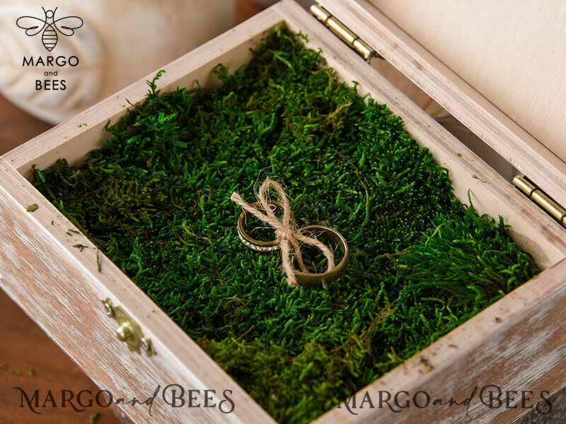 wood wedding ring box  • rustic wedding rings box • real flowers in resin luxury ring box-9