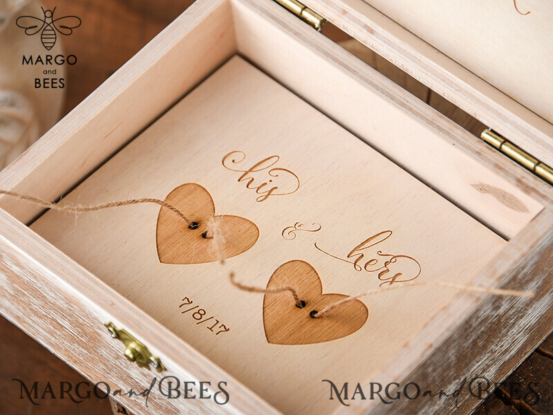 rustic glam wedding ring box  • handmade ring bearer box • velvet luxury ring box-6